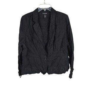Lane Bryant Black Linen Blend Lightweight Jacket Blazer Size 16